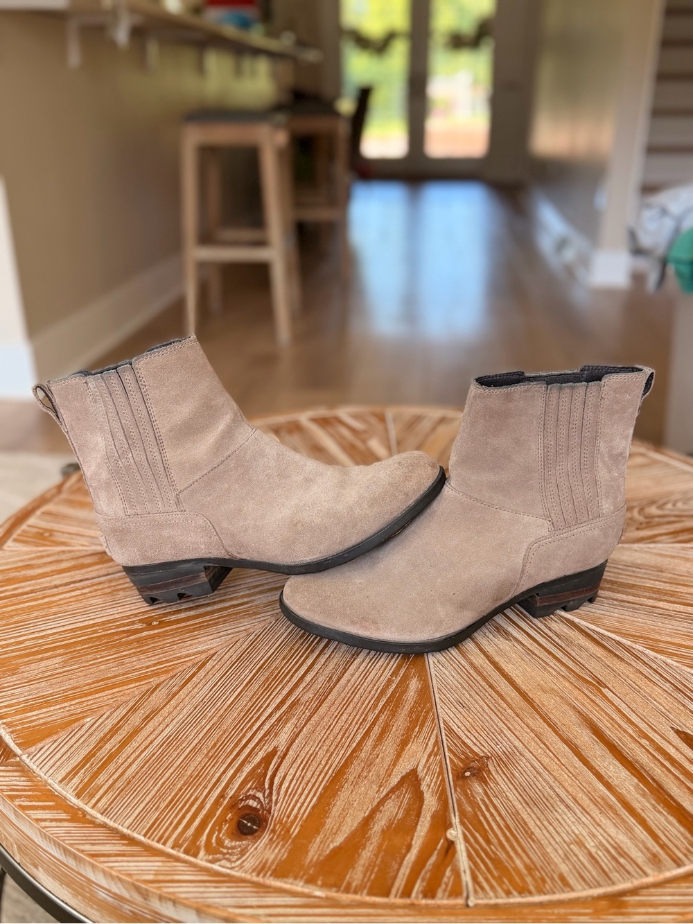 Sorel Beige Suede Chelsea Ankle Boots